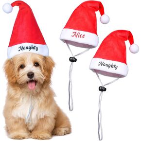 2 Pieces Dog Santa Hat Cute Cat Christmas Hats Adjustable Pet Costumes for Christmas Cats Dogs Pets Outfit Supplies (7.87'' x 7.87'')