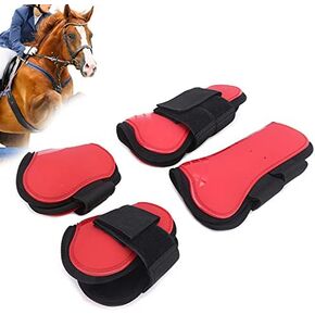 Pssopp Horse Tendon Boots Set of 4 Thicken PU Shell Horse Boots Lightweight Open Front Hind Horse Leg Boots for Riding Shock Absorbing Jumping (Red L)