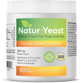 Green Pets Organics Natur-Yeast Brewer's Yeast for Dogs and Cats - Supports Immune System & Digestion, Promotes Healthy Skin & A Glossy Coat, 90 Soft Chews