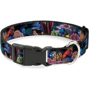 Buckle-Down Breakaway Cat Collar - Dory 4-Hiding Poses Under the Sea - 1/2" Wide - Fits 8-12" Neck - Medium