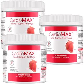 Heart Support Supplement for Dogs - L-Taurine, L-Carnitine, EPA & DHA, Coenzyme Q10 - Aids Circulatory Strength, Cardiovascular Support, Heart Muscle Function - Made in USA - 180 Soft Chews