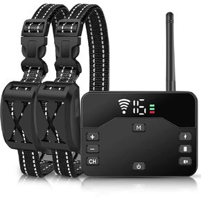 سياج لاسلكي للكلاب، نظام سياج كهربائي 2 في 1 لكلبين مع طوق تدريب وجهاز تحكم عن بعد، IP65 مقاوم للماء، نظام جديد لاحتواء الحيوانات الأليفة الآمن لجميع الكلاب، يغطي مساحة تصل إلى 8 فدان (20-850 قدمًا) in Kuwait