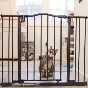 MYPET North States Windsor Arch Pet Gate: 28.25"-38.25" Wide Dog Gate. Pressure Mount, No tools needed. Dog Gates for the house, 28.5" Tall, Matte Bronze