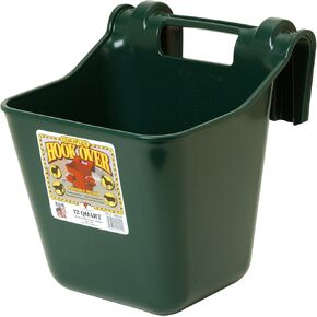 Little Giant® Plastic Hook Over Feeder | Mountable Livestock & Pet Feed Bucket | Horse Feed Bucket | Made in USA | 12 Quarts | Lime Green