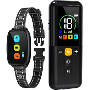 Dog Training Collar with Remote, Smart Dog Shock Collar with 3 Training Modes, Rechargeable Transmitter with Security Lock, Waterproof Electric Dog Collars for for Large and Medium Dogs