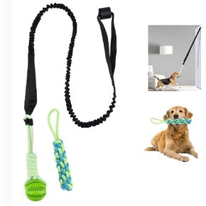 Dog Outdoor Bungee Tug Toy Spring Pole Dog Rope Toys Door Anchor Hanging Bungee Toy Interactive Tug Toy with 2 Chew Rope Toys for Small Medium Dogs for Exercise, Tug of War, Bite Training