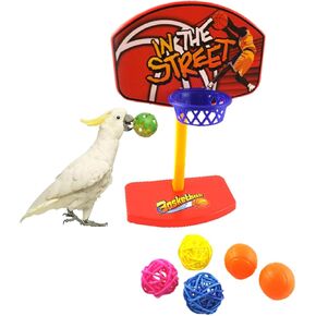 parrot Intellective Mini Basketball Rack Training Toy,Birdie Basketball Bird Toy,Bird Chew Ball Foraging Toys, Parrot Activity Toys, Bird Training Gym Toys