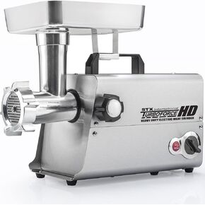 Turboforce 3500-TFHD Heavy Duty Electric Meat Grinder with 5 Grinding Plates • 3 S/S Blades • Sausage Stuffer • Kubbe • 3 Lb. High Capacity Meat Tray, • 2 Meat Claws & Burger Press