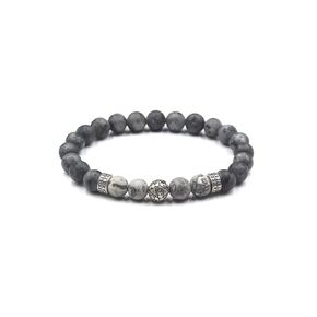 Matte Labradorite and Grey Jasper Bracelet, Men's Bracelet, Bead Bracelet Man, Sterling Silver Beads Bracelet