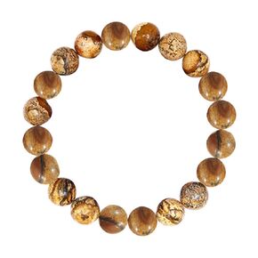10mm Jasper Beaded Bracelet for Men - Courage and Determination - High Quality Stretch Brown Gemstone Beads Mens Bracelet Size Large - Made in USA - Gift For Men