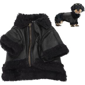 Pssopp Dog Leather Jacket Dog Winter Coat Cool Warm Coats Dogs Windproof Cold Weather Coats for Large Medium Small Dogs(S)