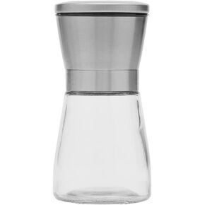 Home Basics Spice Mill | Made of Glass & Steel | Clear Walls for Viewing Spice | Snug Fit Lid | Turn Dial for Desired Coarseness