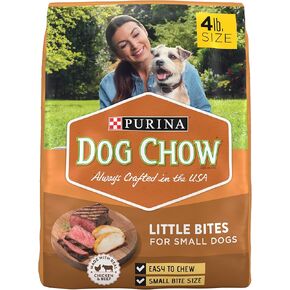 Purina Dog Chow Little Bites for Small Breed Dog Food Dry Recipe, With Real Chicken and Beef - (Pack of 4) 4 lb. Bags