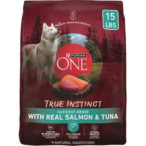 Purina ONE True Instinct With Real Salmon and Tuna Natural With Added Vitamins, Minerals and Nutrients High Protein Dog Food Dry Formula - 15 lb. Bag