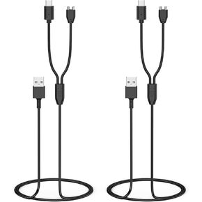 2-Pack Charger for Delupet/Yawpet/Jugbow Dog Training Collar and Remote, 2-in-1 USB Charging Cable