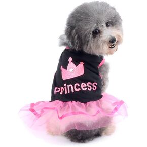 Ranphy Small Dog Cat Skirt Chihuahua Clothes for Girls Crown Princess Dress Puppy Shirt Summer,Pink and White M