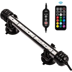 iKefe 7.5" Timer Color Changing LED Fish Tank Aquarium Submersible Light with Remote/Colored Aquarium LED Tank Lights Fixture for Underwater Decorations, Plant Grow, Saltwater Freshwater Fish, KT6007