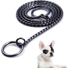 Dog Snake Chain Choke Collar P Chock Metal Chain Pet Collars Necklace Walking Training Pet Supplies for Small Medium Large Dogs (Black, 4.0mm×24")