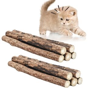 10 PCS Natural Silvervine Sticks for Cats, Enhance Oral Health and Happiness, 100% Organic Cat Silvervine Sticks for Stress Relief and Dental Care, Cat Chew Stick Pack Ideal for All Ages