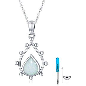 s925 الفضة الاسترليني قلادة دمعة قلادة جرة للرماد للنساء الفتيات، waterdrop الحرق رقبة للكلاب القط رماد الإنسان الحرق أوبال مجوهرات المنجد تذكار تذكاري in Kuwait