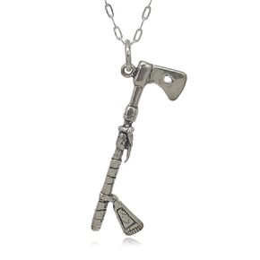 Sterling Silver Tomahawk Native American Tribal Weapon 3D Charm Necklace, 18"