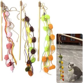 عصا القطط، 3 قطع من عصا تحفيز القطط القطيفة التفاعلية المصنوعة من الخيزران الطبيعي للقطط والقطط in Kuwait