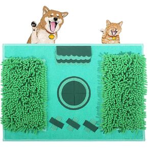 Snuffle Mat for Dogs, Cats and Rabbits ，15.75" x 23.62", Puppy Toys for Boredom and Stimulating, Dog Puzzle Feeder Encourages Natural Foraging Skills and Stress Relief(Green)