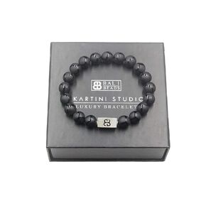 Black Onyx and Sterling Silver Bracelet, Designer Beads Bracelet, Men's Beaded Bracelet