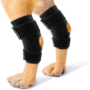 Short Rear Leg Hock Brace, Dog Leg Braces for Back Leg with Flexible Velcro, Dog ACL Brace hind Leg, Hock & Ankle Support, Dog Leg Sleeve Protect Wound and Pain Relief, Medium,1 Pair, Black