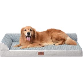 XL Dog Bed Orthopedic, Extra Large Dog Bed with Comfy Bolsters, Waterproof Dog Bed, Pet Bed Sofa with Removable Washable Cover and Nonskid Bottom(X-Large,Grey)