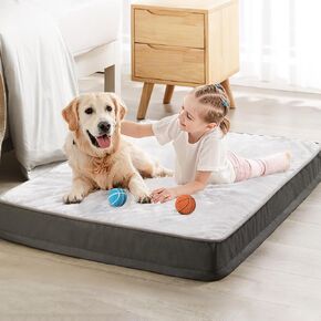 أسرة الكلاب لتقويم العظام من BFPETHOME، سرير كلب كبير الحجم من إسفنج الذاكرة كبير مع غطاء قابل للإزالة وقابل للغسل، حصيرة سرير على شكل قفص للحيوانات الأليفة مقاومة للماء