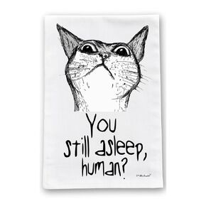 Peeking Cat Flour Sack Cotton Dish Towel by Pithitude
