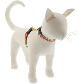 Lupine Cat and Small Pet H-style Harness in 1/2" wide Petunias with 12" to 20" adjustable girth