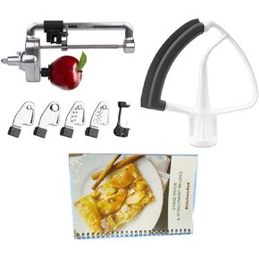 KitchenAid DRTVICE6 Combo Package Spiralizer KSM1APC Flex Edge Beater KFE5T Stand Mixer Attachment Recipe Book