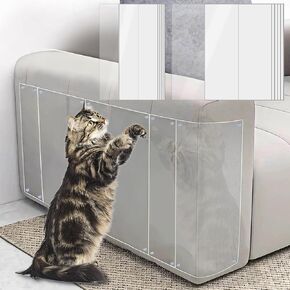 DR.DUDU Cat Scratch Furniture Protector, Clear Couch Corner Protectors for Indoor Cats, Anti Scratch Deterrent Sticky Tape from Cat Scratching (12 Pack + 60 Twist Pins)