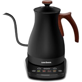 SEEDEEM Gooseneck Electric Kettle 1200W Electric Tea & Coffee Kettle with Four Heating Modes Rapid Heating,±1℉ Temperature Control，Keep Warm Mode,Touch Screen,3.88oz Electric kettle