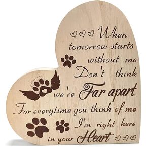 Pet Memorial Gifts, Loss of Dog Cat Sympathy Condolence Gifts, Heart Shaped Wood Sign