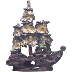 Saim Large Shipwreck Aquarium Decorations,High and Larger Fish Tank Sunken Ship Decoration Ornaments, Pirate Boat,Freshwater or Saltwater Decor,Aquarium Accessories