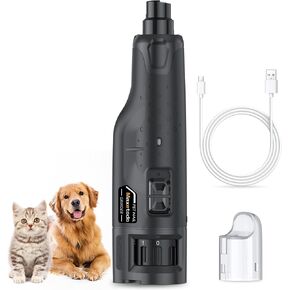 Rechargeable Dog Nail Grinder with 2 LED Lights Quiet 6 Speed Electric Nail Trimmer,Dust Cap,and 3 Grinding Ports for Large,Medium Small Dogs