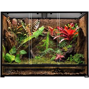OiiBO 135 Gallon Reptile Terrarium, 48" x 18" x 36" Full Tempered Glass Vertical Reptile Tank,Front Sliding Door with Top Screen Ventilation Reptile Amphibian Tall & Extra-Long Habitat Enclosure Cage