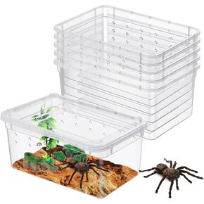 8Pcs Reptile Breeding Breeding Box Plastic Spider Terrarium Tarantula Feeding Box for Bearded Dragon Lizard Spider Gecko Scorpion, 5.11 x 3.14 x 2.55in