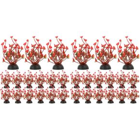 40Pcs Aquarium Plants Decorations Artificial Aquatic Plants Plastic Water Grass Plants for Fish Tank Decorations (Red)