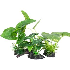 Fish Tank Decor Aquarium Decorations Ornaments Betta Leaf pad Hammock 3PCS Plastic Artificial Plant Goldfish Fish Hides Reptiles Plants