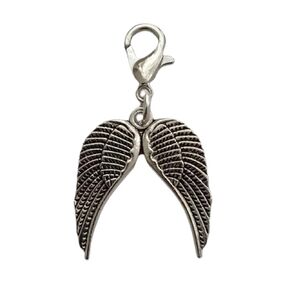3 Pcs Angel Wings Charms with Lobster Clasp for Bracelet, Handbags, DIY Memorial Key Chain, Wings Clip on Charm