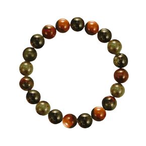 10mm Bloodstone Beaded Bracelet for Men - Revitalizing Energy - High Quality Stretch Bloodstone Gemstone Beads Mens Bracelet Size Large - Made in USA - Gift For Him