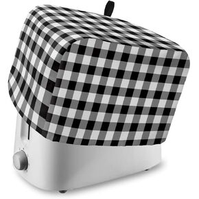 Black and White Checkered Toaster Cover 4 Slice, Large Kitchen Appliance Covers, Farmhouse Buffalo Plaid Toaster Oven Cover with Loop, Bread Machine Cover Polyester Dust Cover Protection