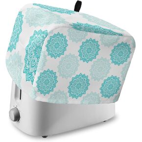 Aqua Teal Spring Floral Toaster Cover 4 Slice, Large Kitchen Appliance Covers, Turquoise Abstract Art Aesthetics Toaster Oven Cover with Loop, Bread Machine Cover Polyester Dust Cover Protection