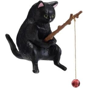 BWESOO Black Fish Tank Landscaping Cartoon Fishing Cat Ornaments Aquarium Accessories Household Supplies Home Office Decorations Fishing Cat Figurine Ornaments Aquarium Decor