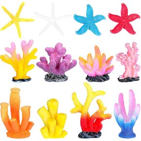12 Pieces Fake Coral Plant Aquarium Decorations Fish Tank Ornament Decor Artificial Polyresin Colorful Coral Reef Decoration Accessories for Betta Fish Tank Aquarium Landscape(Lovely Style)
