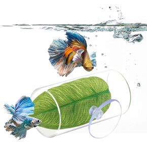 Betta Fish Toys, Betta Acrylic Tube Tunnel, Hollow Design Betta Fish cave Hideout with Suction Cup, Safer Toys for Small Fish Shrimp Guppies, Aquarium Decor Fish Tank Accessories